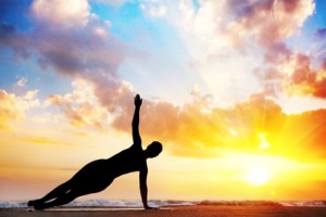 Yoga silhouette on the beach